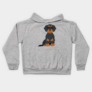 Wired Black Tan Sitting Dachshund Kids Hoodie